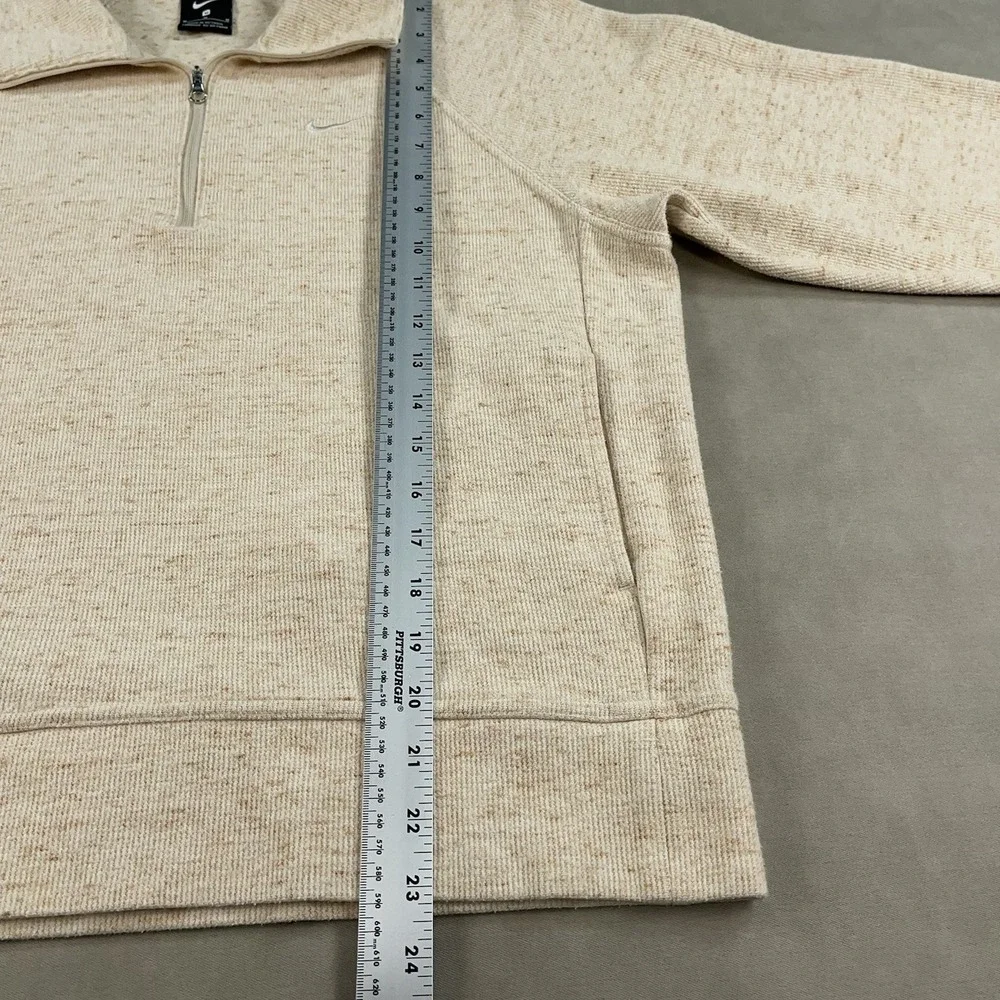 Nike Quarter Zip Mock Neck Pullover Sweater Women's Size Medium Beige Cropped - Picture 8 of 12